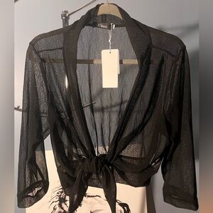 iClosam Sheer Tie-Front Women’s Cropped Cardigan | NWT